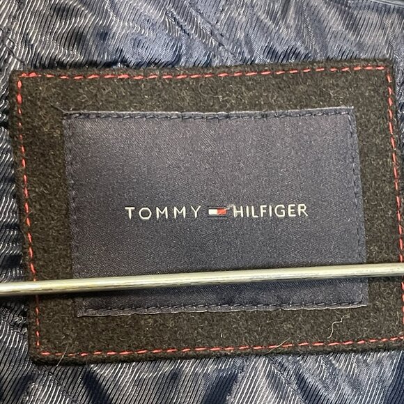 Tommy Hilfiger Men Wool Bland Quilted Lining Car Coat Jacket 2XL Black Overcoat - Picture 5 of 13